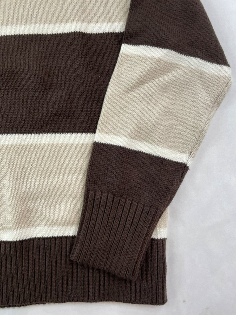 Garage Roxy Supersoft Striped Crew Neck Sweater Armadillo Brown Wmns Sz S $55NWT - Picture 3 of 6
